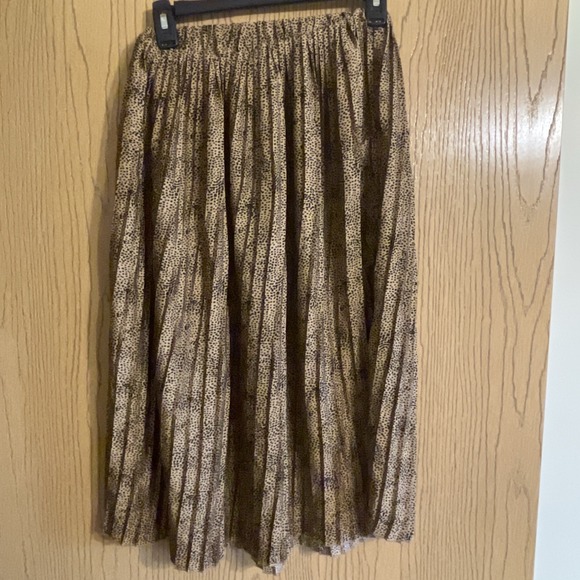 Women's sincerely Jules Midi Skirt Pleated Brown‎ Black Spots Size Small - Picture 1 of 5